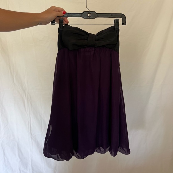 Y2K Purple + Black Bow Top Strapless Bubble Dress - Picture 4 of 6